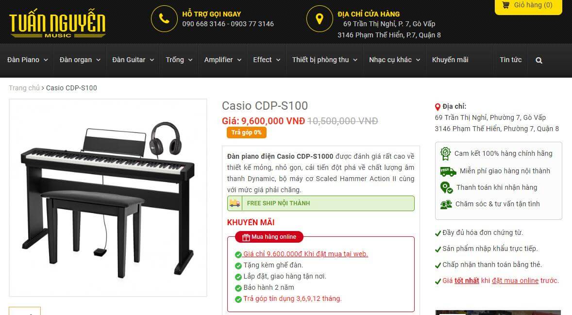 Cửa hàng bán Đàn Piano Điện Casio CDP-S100